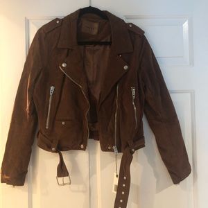 BLANK NYC Suede Moto Jacket in Coffee Bean